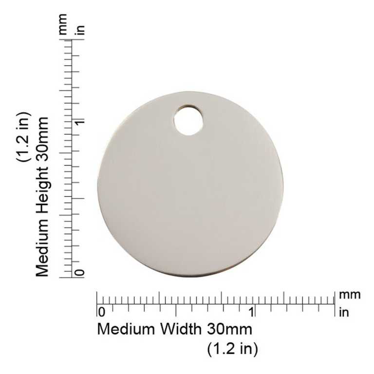 Abmessungen de la médaille Red Dingo acier inoxydable 2CL - Medium