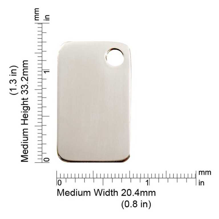 Abmessungen de la médaille Red Dingo acier inoxydable 2RT - Medium