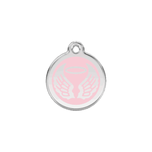 Katzenmarke Engelsflügel Rosa Größe S – Emaille & Edelstahl