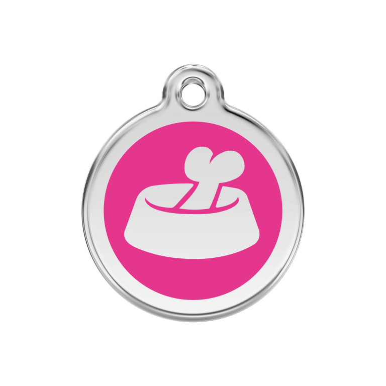 Vue avant - Médaille personnalisable Red Dingo Os dans un bol Rose vif Größe M
