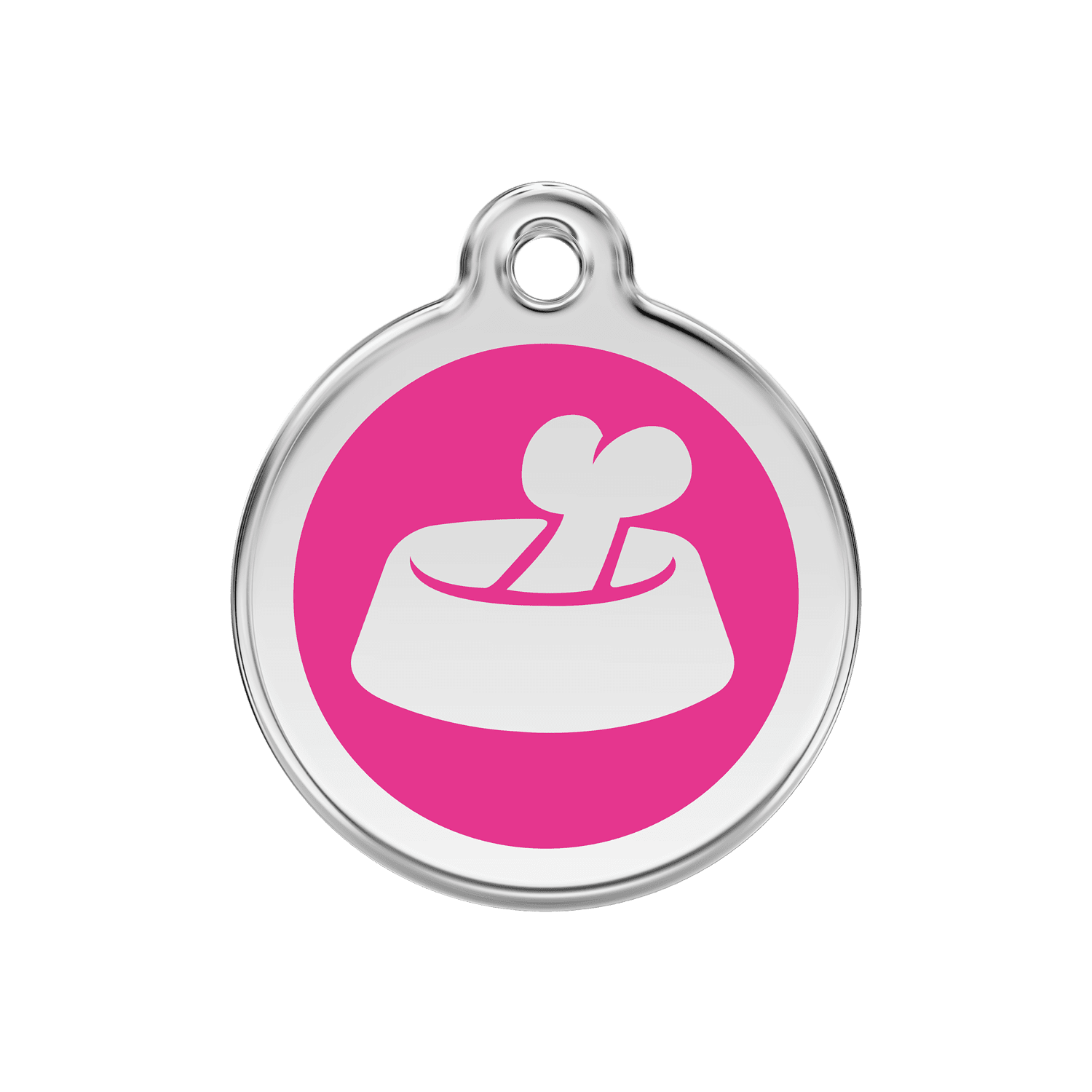 Vue avant - Médaille personnalisable Red Dingo Os dans un bol Rose vif Größe M