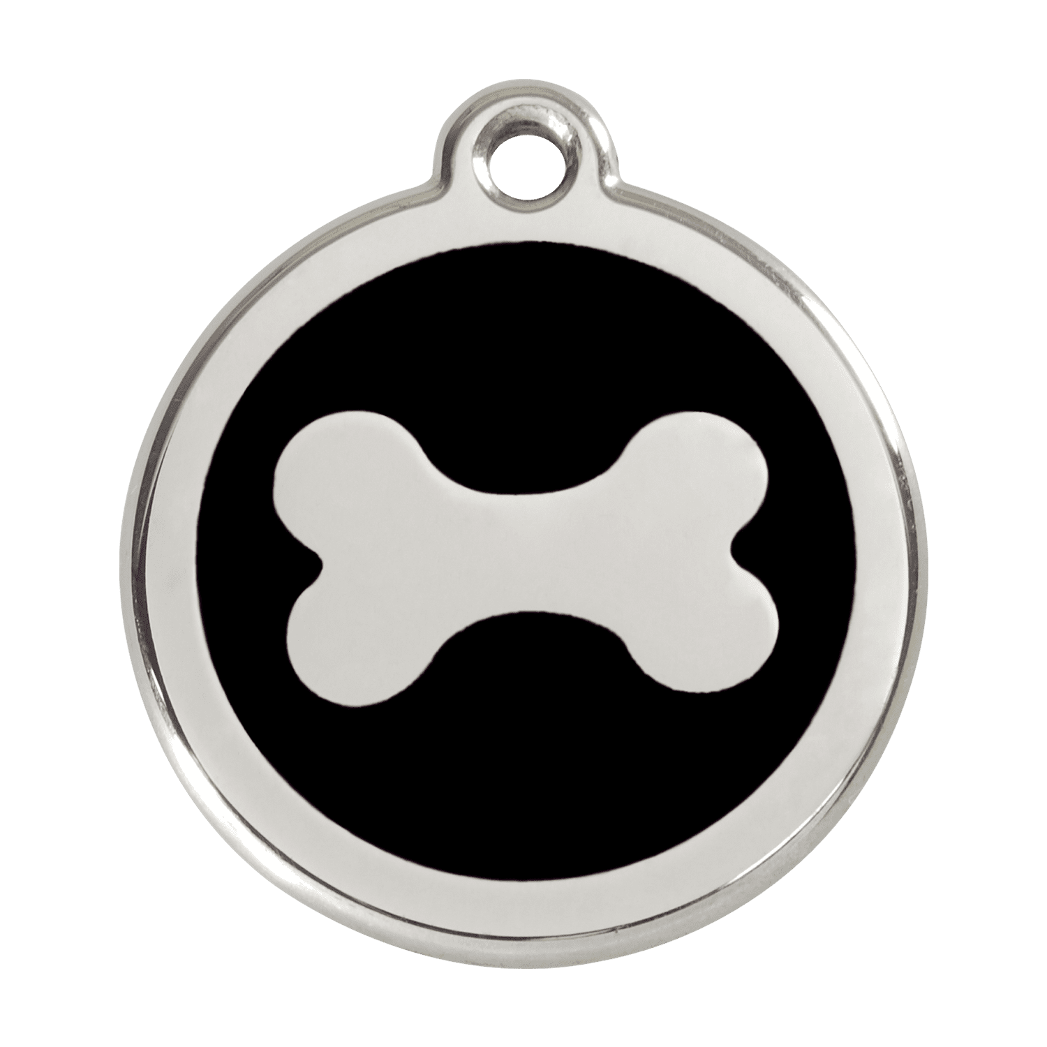 Vue avant - Médaille personnalisable Red Dingo Émail et acier inoxydable - Os noir - Größe L