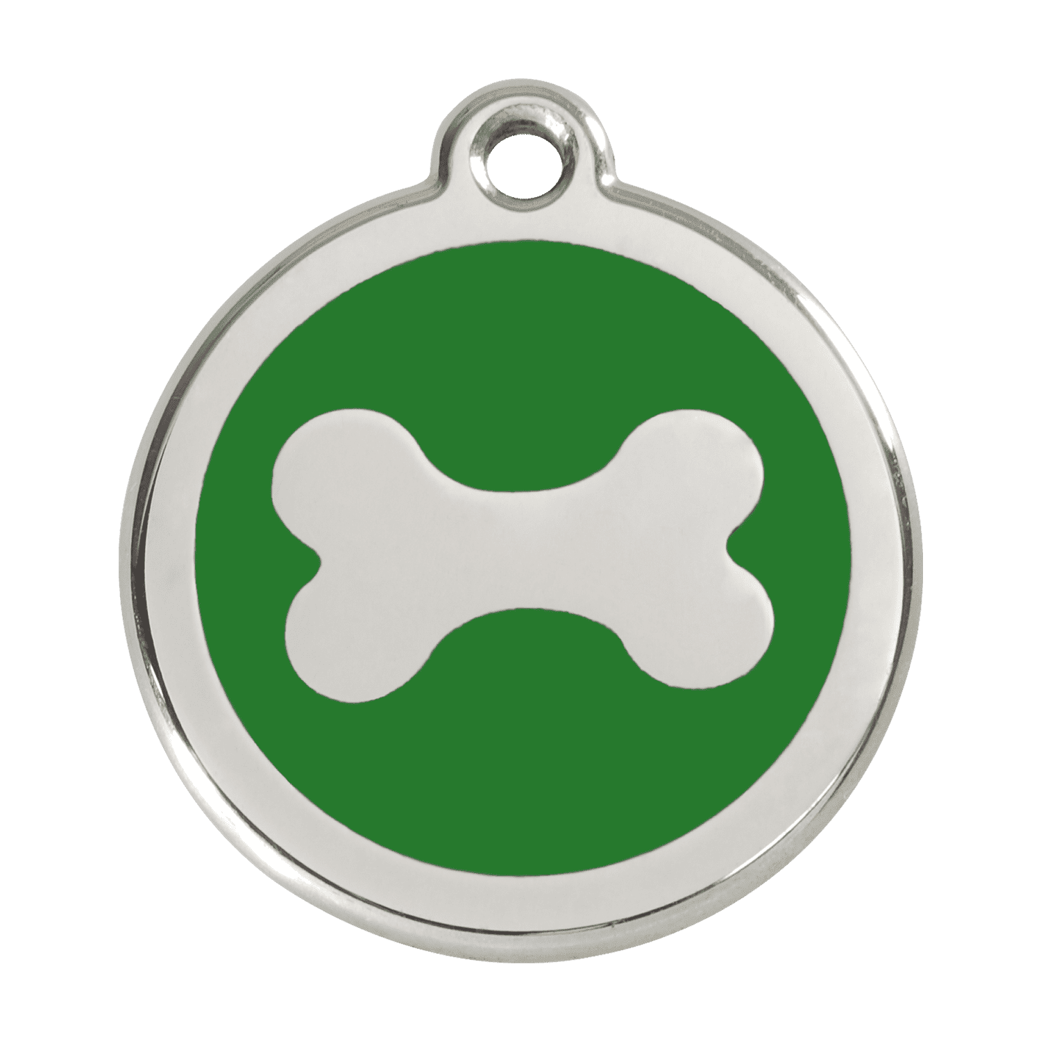 Vue avant - Médaille personnalisable pour chien en acier inoxydable - Os vert - Red Dingo - Größe L