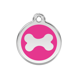 Hundemarke Knochen Pink M 30mm – Emaille & Edelstahl