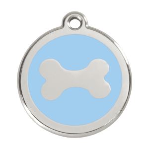 Hellblaue Knochen Hundemarke L 38 mm – Emaille & Edelstahl