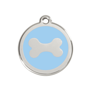 Hundemarke Knochen Hellblau M 30mm – Emaille & Edelstahl