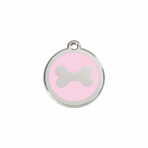 Katzenmarke Knochen Rosa aus Emaille und Edelstahl, Klein