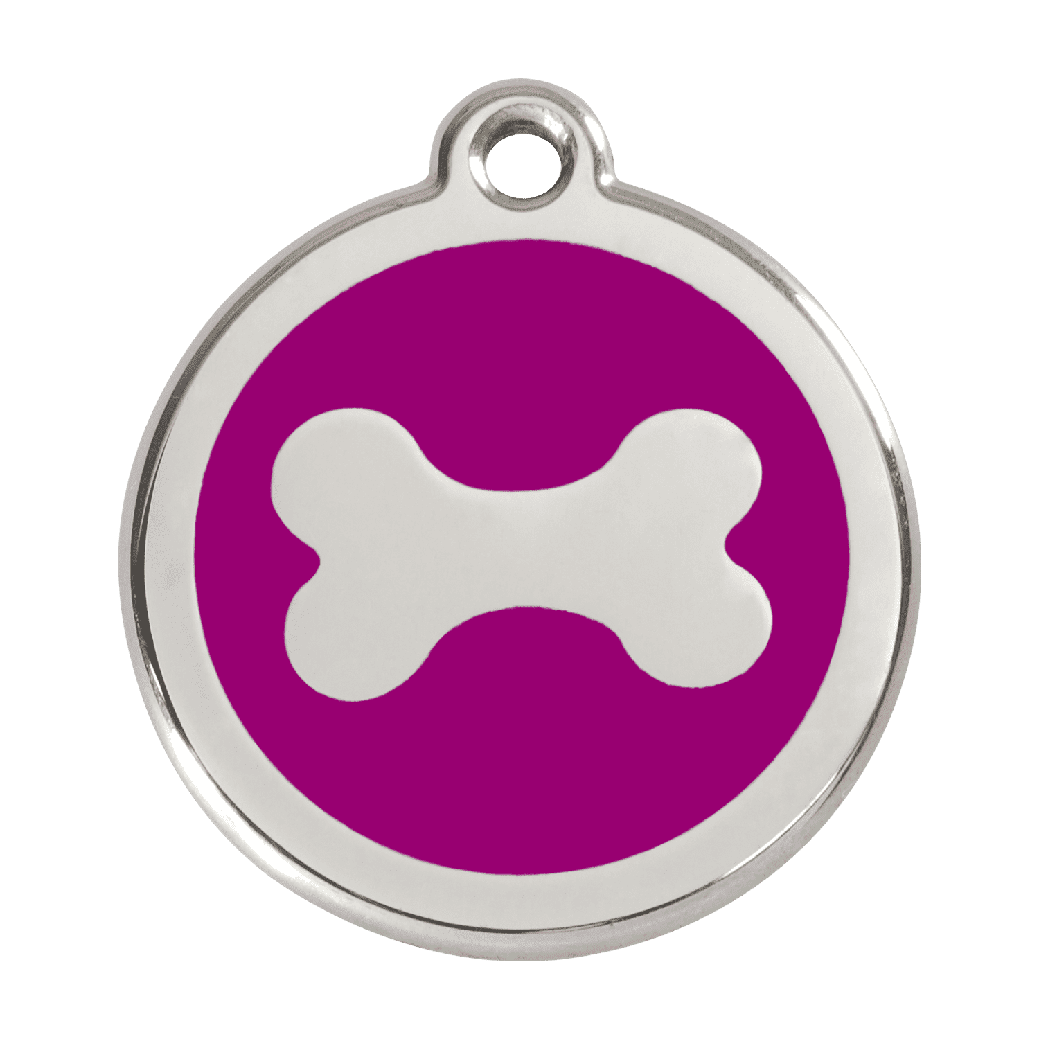 Vue avant - Médaille personnalisée pour chien en acier inoxydable violet Red Dingo - Größe L