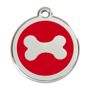Hundemarke Knochen Rot L aus Emaille und Edelstahl