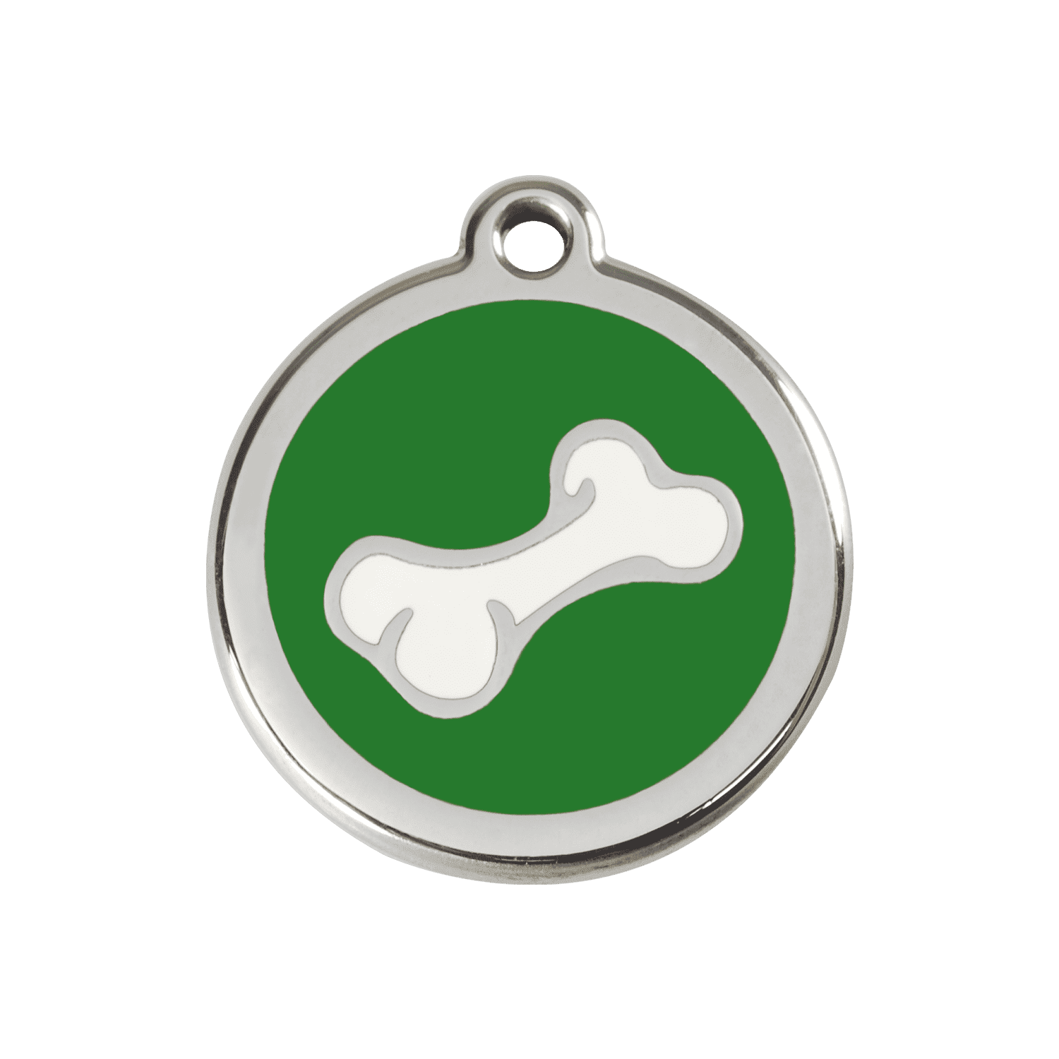 Vue avant - Médaille personnalisée pour chien Red Dingo - Os vert en émail et acier inoxydable - Größe M