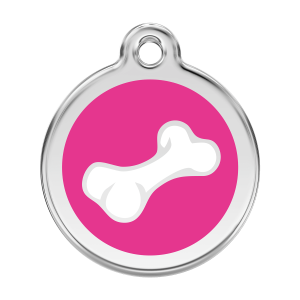 Hundemarke Comic Knochen in leuchtendem Pink, Größe L