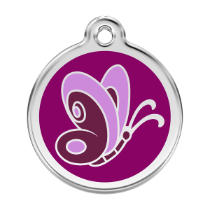 Hundemarke Schmetterling Lila Größe L 38 mm