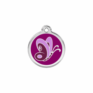 Katzenmarke Schmetterling Violett S aus Emaille und Edelstahl