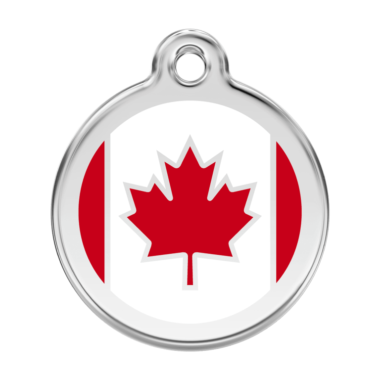 Vue avant - Médaille personnalisée pour chien - Red Dingo - Drapeau canadien - Rouge - Größe L