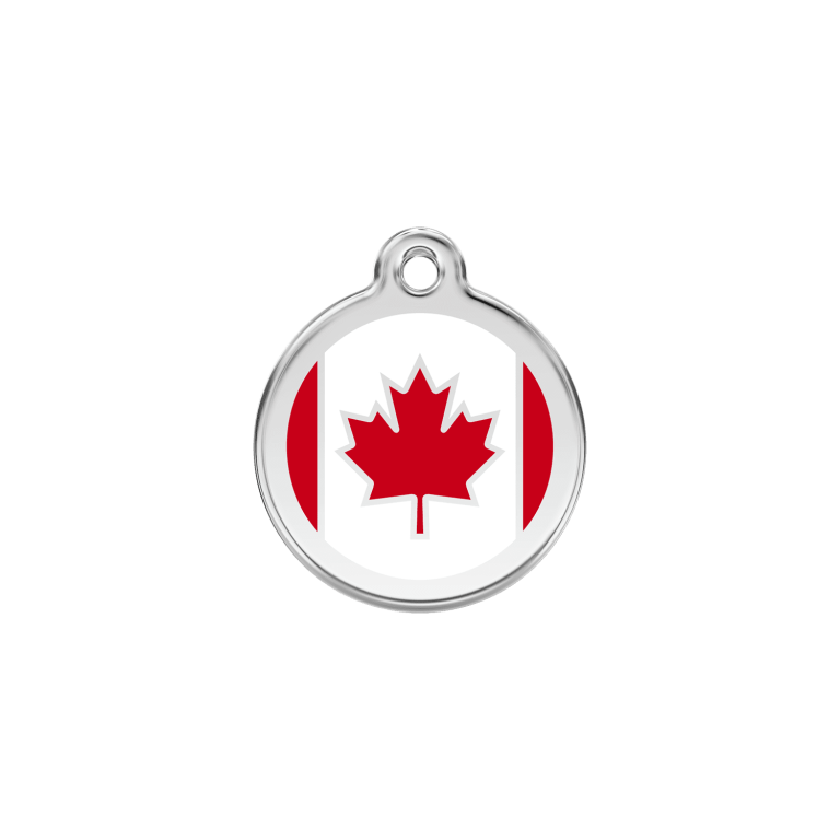 Vue avant - Médaille personnalisée pour chien/chat Red Dingo Émail & Acier Inoxydable Drapeau Canadien - Größe S