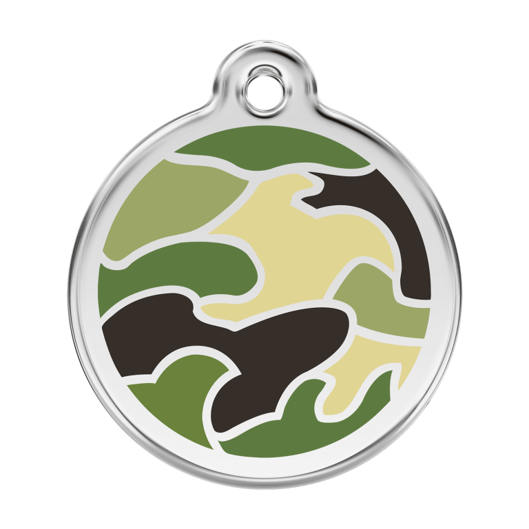 Vue avant - Médaille personnalisée pour chien Red Dingo Camouflage Vert - Größe L - 01-CG-GR-LG