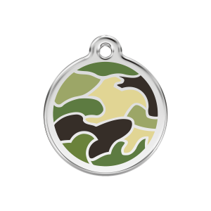 Hundemarke Camouflage Grün Größe M aus Emaille und Edelstahl