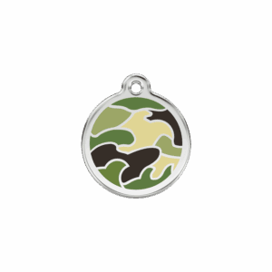 Katzenmarke Camouflage Grün Klein aus Emaille und Edelstahl