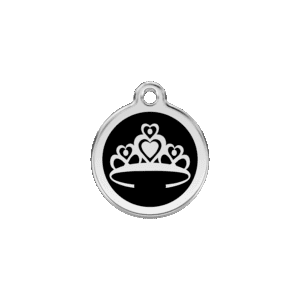 Katzenmarke Krone Schwarz S 20 mm aus Emaille & Edelstahl