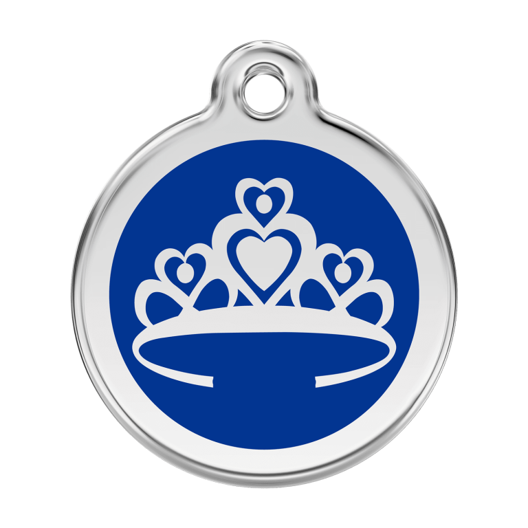 Vue avant - Médaille personnalisée pour chien Red Dingo Couronne Bleu foncé - Größe L