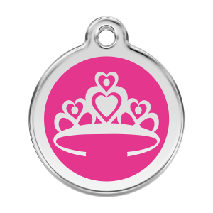 Hundemarke Krone Pink Emaille Edelstahl L 38mm