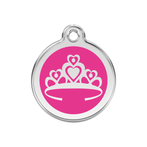 Hundemarke Krone Emaille Edelstahl Mittel 30 mm Rosa