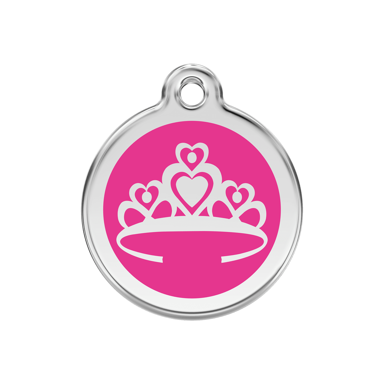 Vue avant - Médaille personnalisée pour chien Red Dingo Couronne Rose vif 30mm