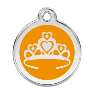 Hundemarke Krone Orange L aus Emaille und Edelstahl