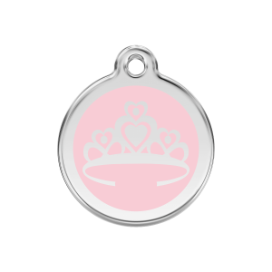 Hundemarke Krone Rosa Emaille Edelstahl M 30 mm