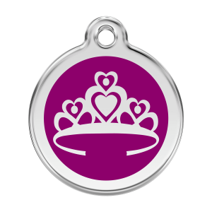 Hundemarke Krone L 38mm aus Emaille und Edelstahl in Violett