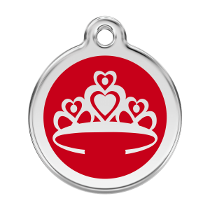 Hundemarke Rot Krone Emaille Edelstahl L