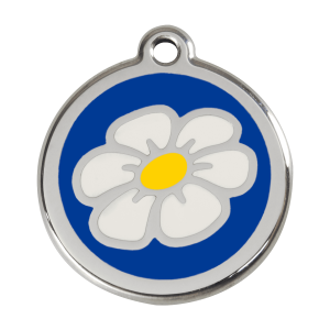 Hundemarke Margerite Dunkelblau aus Emaille und Edelstahl Größe L