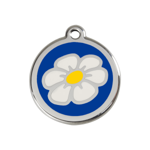 Hundemarke Margerite Dunkelblau Größe M aus Emaille und Edelstahl