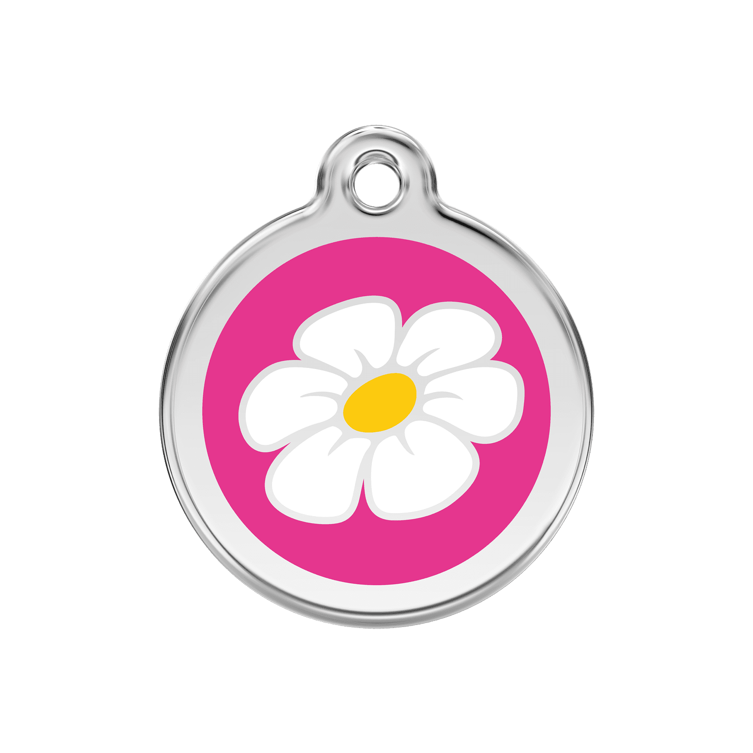 Vue avant - Médaille personnalisée pour chien Red Dingo Marguerite rose vif - Größe M 30.00mm