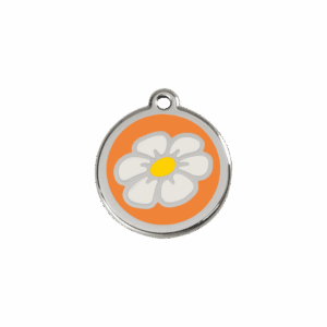 Katzenmarke Margerite S in Orange-Emaille und Edelstahl