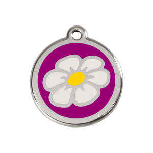 Hundemarke Margerite Violett Größe M aus Emaille und Edelstahl