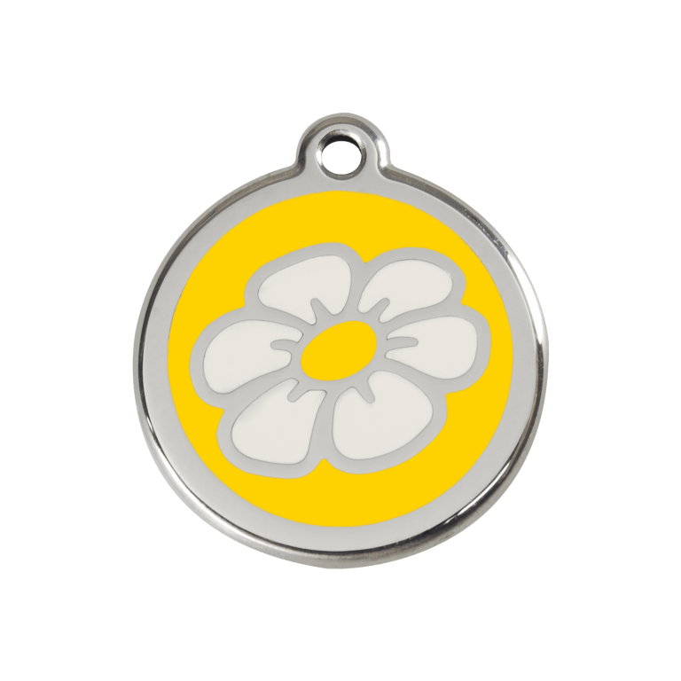 Vue avant - Médaille personnalisée pour chien Red Dingo Marguerite Jaune M 30.00mm