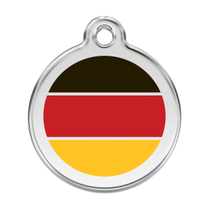 Hundemarke Größe L mit deutschem Flaggenmotiv in Emaille und Edelstahl