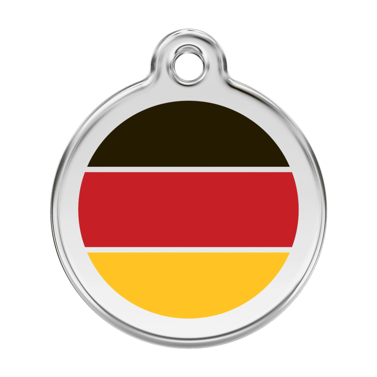 Vue avant - Médaille personnalisée pour chien Red Dingo Drapeau allemand - Größe L - 01-DE-RE-LG