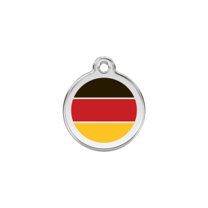 Katzenmarke Klein mit deutschem Flaggenmotiv aus Emaille und Edelstahl