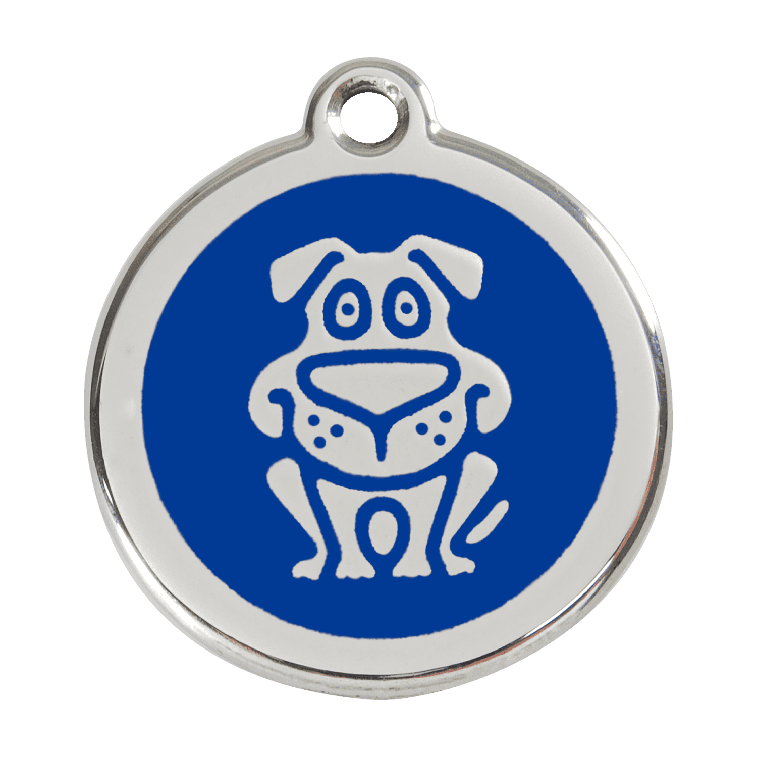Vue avant - Médaille personnalisable pour chien en émail et acier inoxydable - Red Dingo - Bleu foncé - Größe L