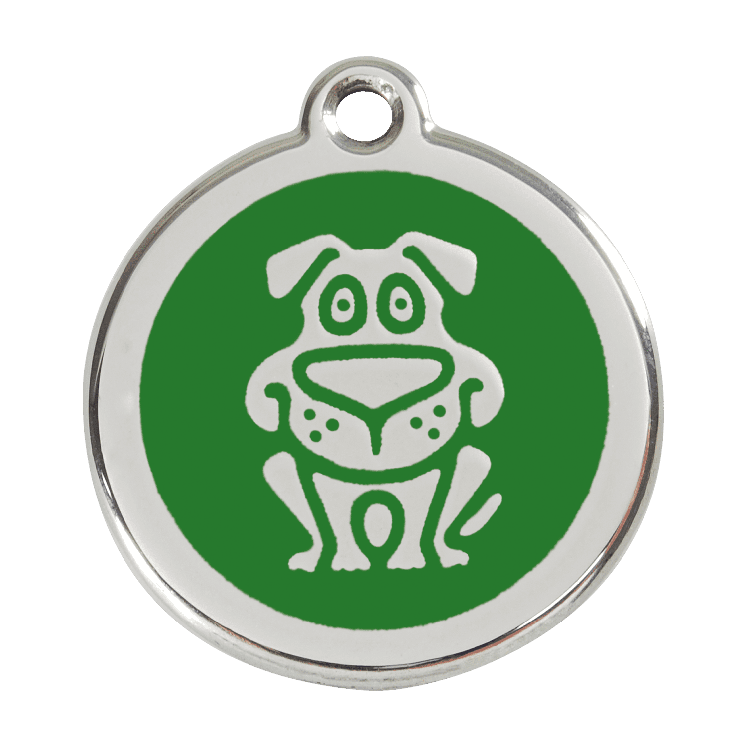 Vue avant - Médaille personnalisée pour chien Red Dingo Émail et acier inoxydable - Motif chien - Vert - Größe L