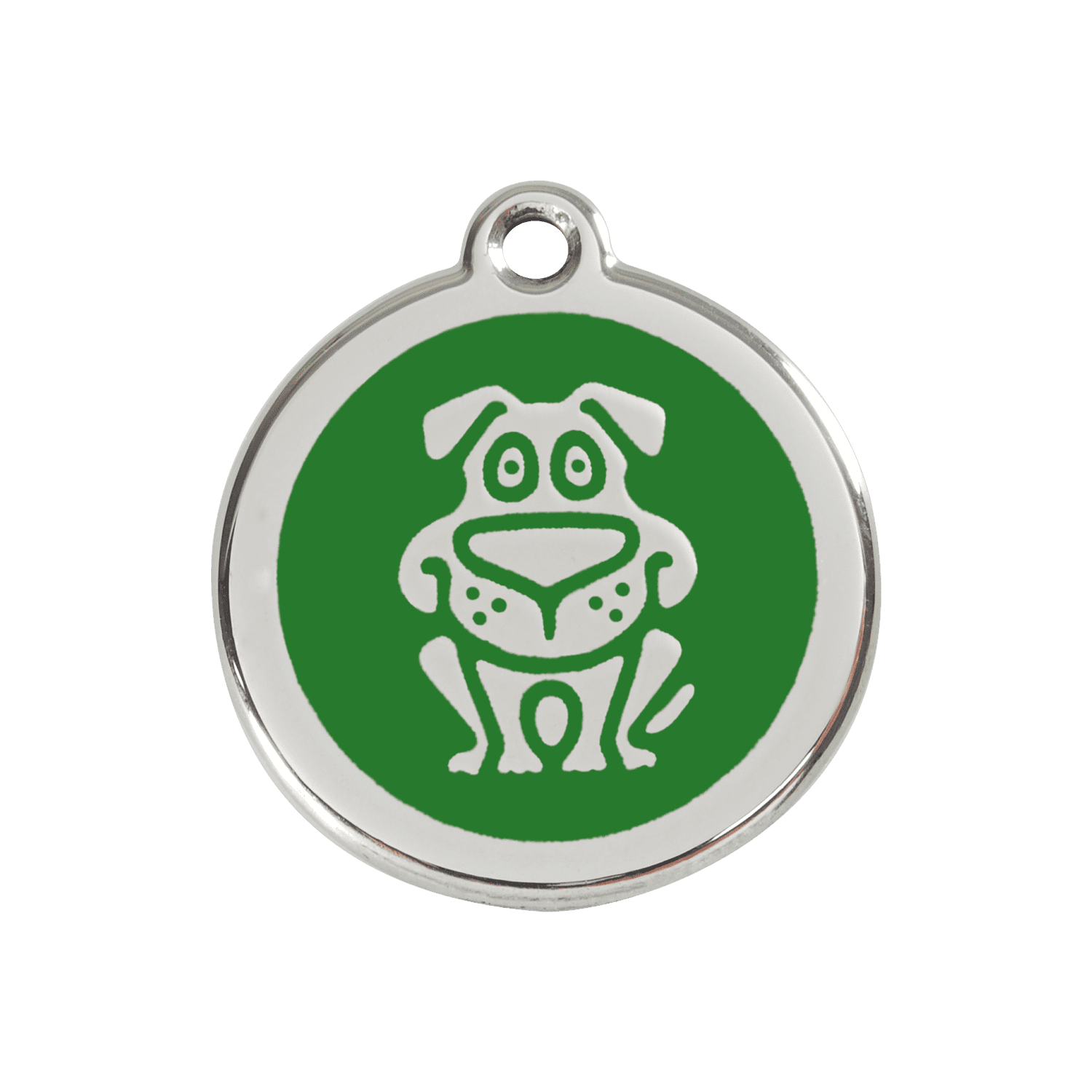 Vue avant - Médaille personnalisée pour chien Red Dingo émail et acier inoxydable vert - Größe M