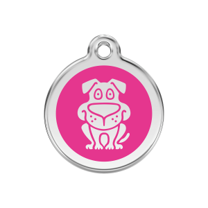 Hundemarke mit Hundemotiv in leuchtendem Pink, Größe M