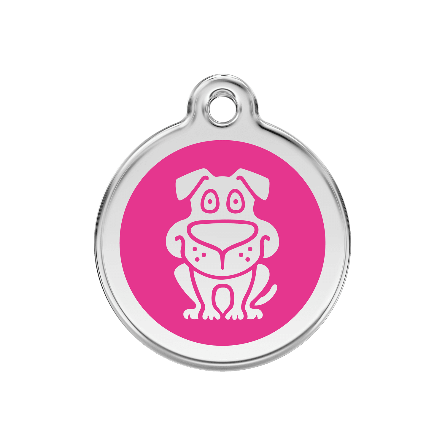 Vue avant - Médaille personnalisable pour chien Red Dingo en émail et acier inoxydable - Rose vif - Größe M