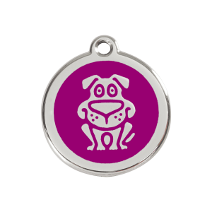 Hundemarke mit violettem Emaille-Hundemotiv, Größe M