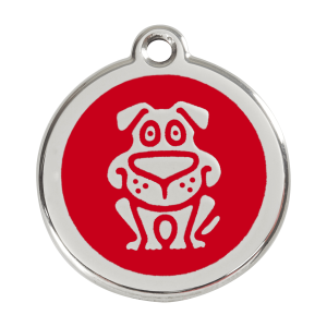 Hundemarke mit rotem Emaille-Hundemotiv, Größe L