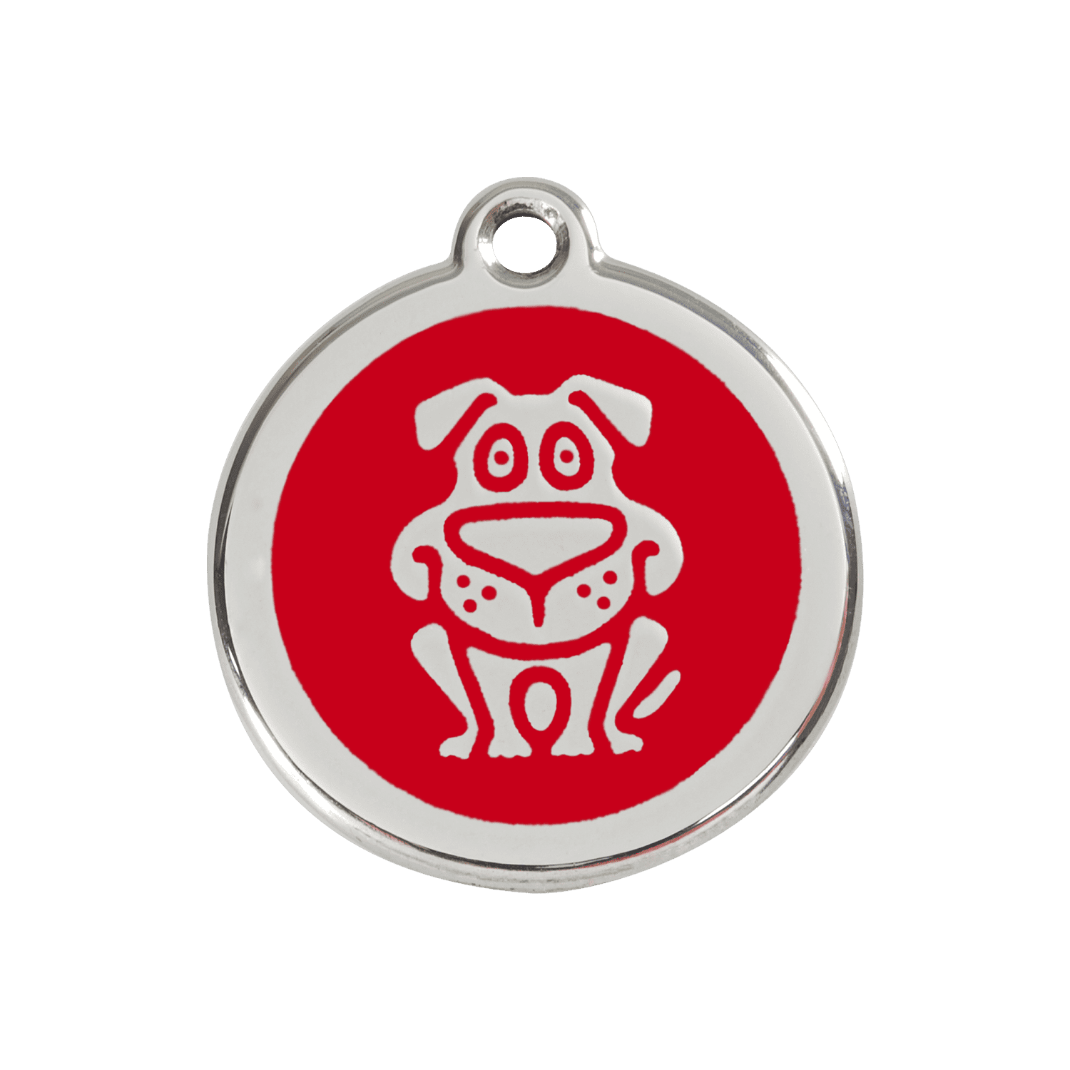 Vue avant - Médaille personnalisable pour chien Red Dingo en émail et acier inoxydable - Motif chien rouge - Größe M