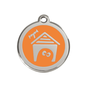 Hundemarke orange Emaille und Edelstahl Größe M