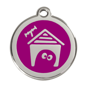 Hundemarke mit violettem Emaille und Edelstahl – Größe L
